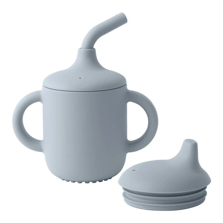 1PCS Two Lids Baby Silicone Straw Cup and BPA Free/ Kids Learning Drink Cup