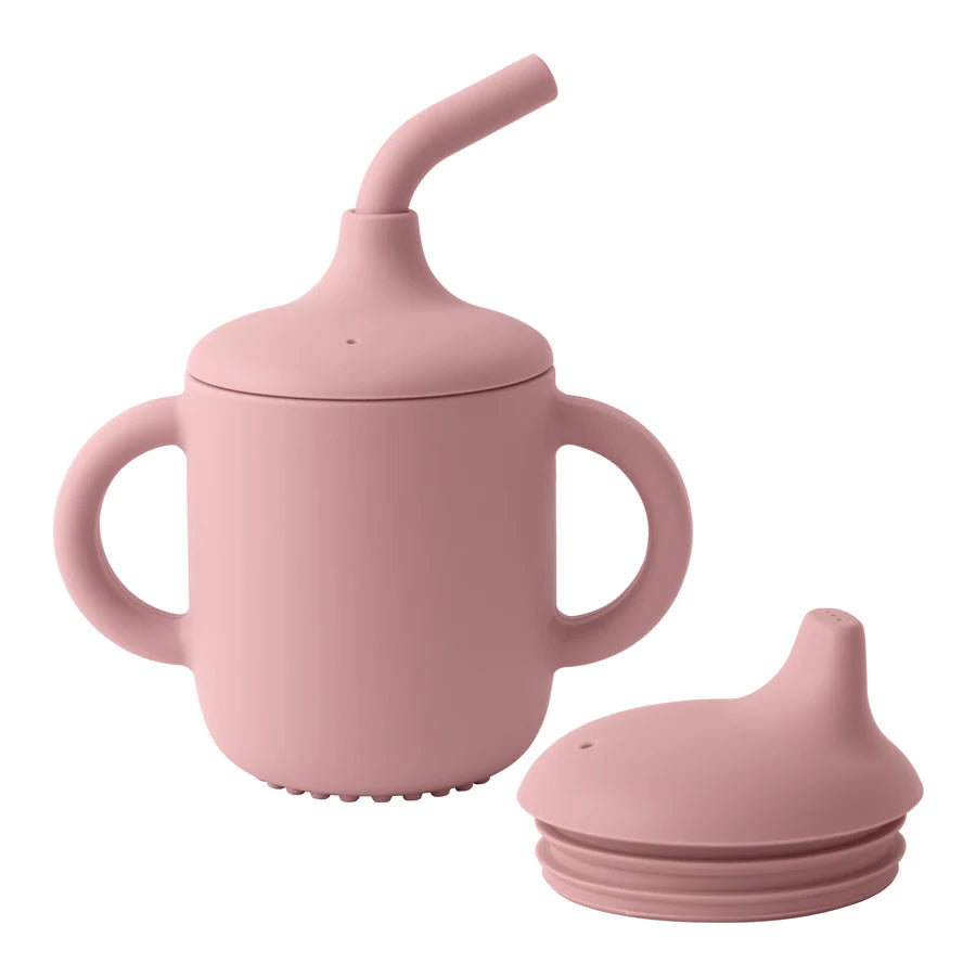 1PCS Two Lids Baby Silicone Straw Cup and BPA Free/ Kids Learning Drink Cup