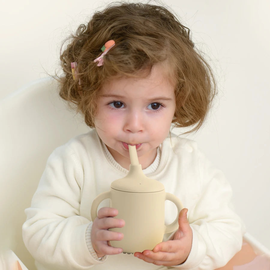 1PCS Two Lids Baby Silicone Straw Cup and BPA Free/ Kids Learning Drink Cup
