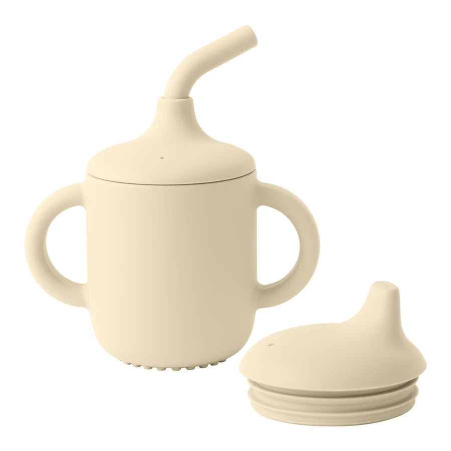 1PCS Two Lids Baby Silicone Straw Cup and BPA Free/ Kids Learning Drink Cup